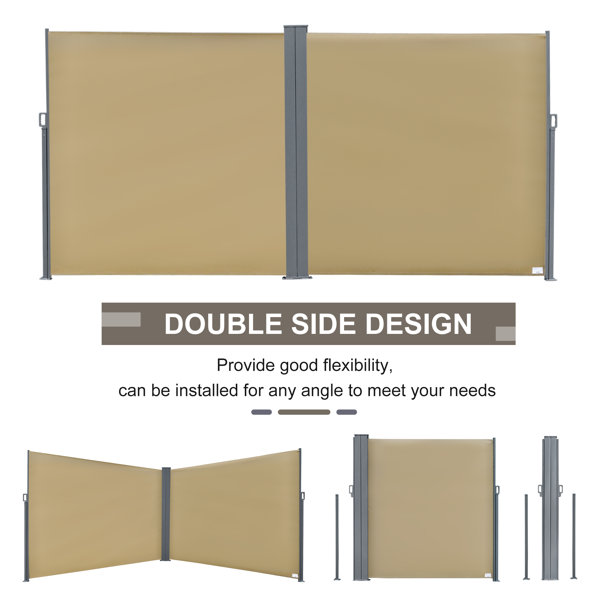 Outsunny 236.25" W x 3.5" D Manual Retraction Side Awning in Beige & Reviews Wayfair